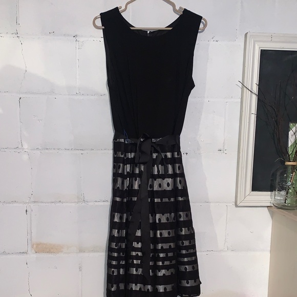 R&K Dresses & Skirts - R&K Black and Gray Striped Midi Dress
